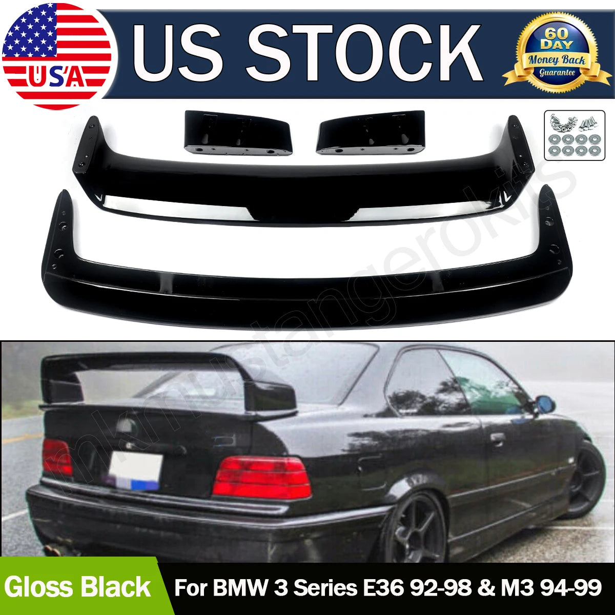 Becquet Coffre BMW Serie 3 E36 M3 LTW GT Style - vue de face - Becquet Voiture