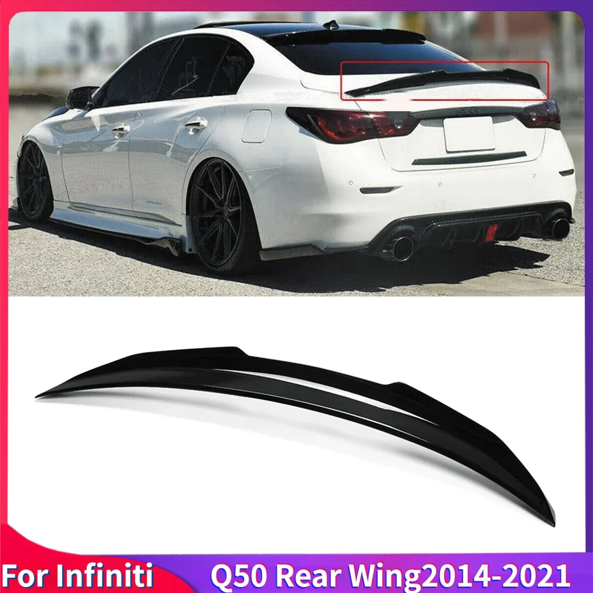 Becquet Coffre Infiniti Q50 2014-2021 Carbone - vue de face - Becquet Voiture