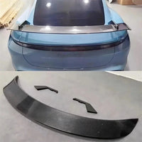 Carbon Fiber Trunk Spoiler for Porsche Taycan 2019–2023 - front view - Becquet Voiture