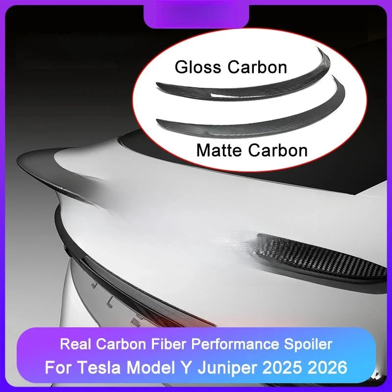 Becquet Coffre Tesla Model Y Juniper Carbone - vue de face - Becquet Voiture