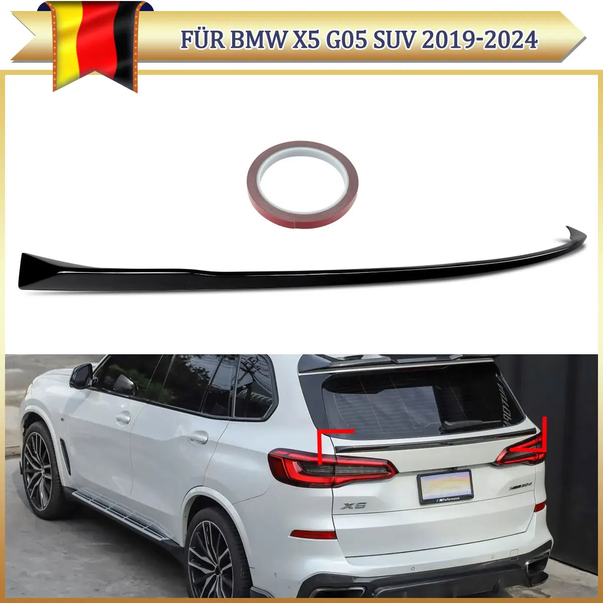 Becquet de Coffre BMW X5 G05 Style M 2019-2024 - vue de face - Becquet Voiture