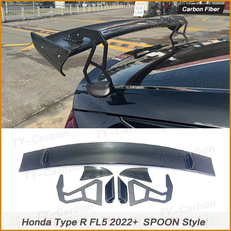 Becquet de Coffre Carbone Honda Civic Type R FL5 Style Spoon 2022+ - vue de face - Becquet Voiture