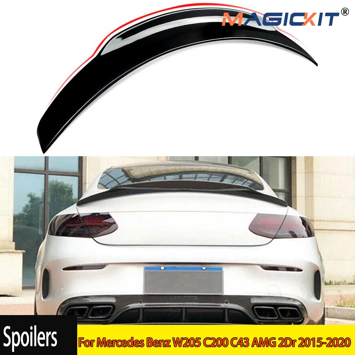 Becquet de Coffre Style PSM Mercedes W205 Coupé 2015-2020 - vue de face - Becquet Voiture