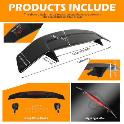 Becquet Électrique Universel ABS LED Aileron Rétractable - vue de profil - Becquet Voiture
