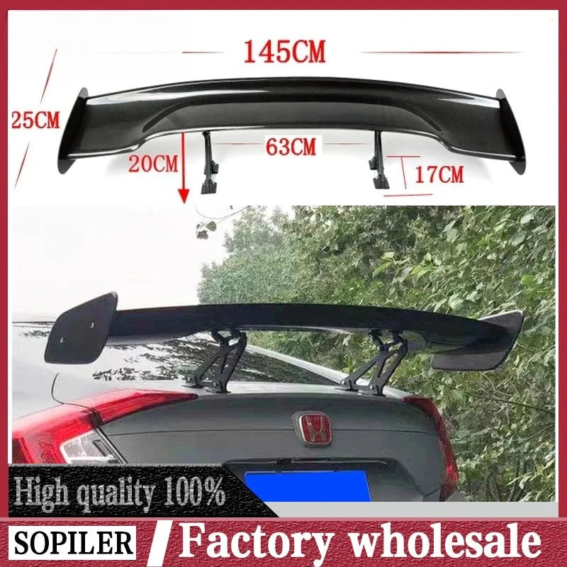 Universeller GT-Racing-Spoiler für Limousinen, 145 cm, ABS - Vorderansicht - Becquet Voiture