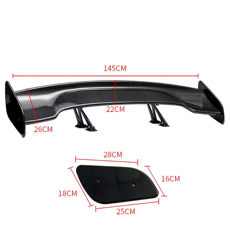Becquet GT Universel Carbone 145cm Sport Tuning - installé sur véhicule - Becquet Voiture
