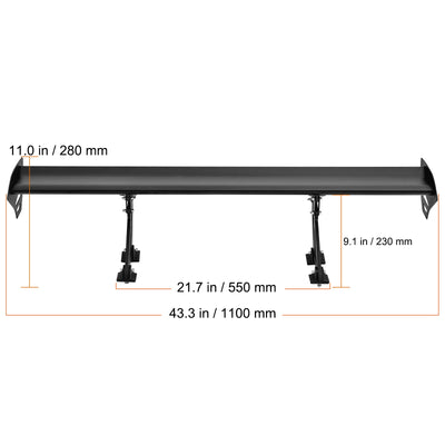 Becquet GT Universel Double Pont JDM Drift 53 Pouces - vue de dessus 2 - Becquet Voiture
