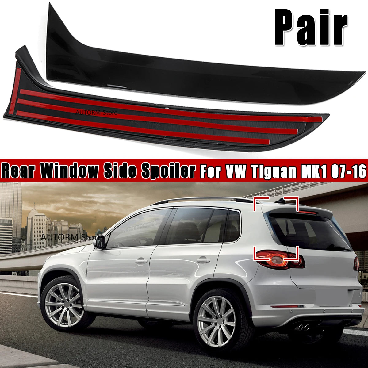 Becquet Lateral de Lunette VW Tiguan MK1 2007-2016 - vue de face - Becquet Voiture