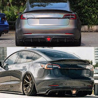 Becquet Look Carbone Tesla Model 3 V Style Ducktail 2017-2022 - détail du montage - Becquet Voiture