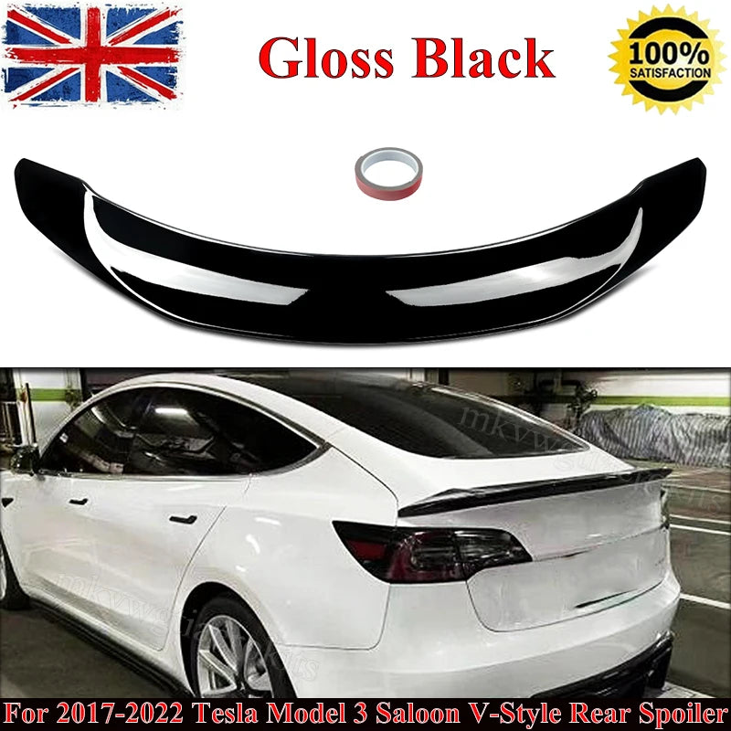 Becquet Look Carbone Tesla Model 3 V Style Ducktail 2017-2022 - vue de face - Becquet Voiture