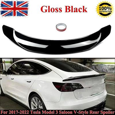 Becquet Look Carbone Tesla Model 3 V Style Ducktail 2017-2022 - vue de face - Becquet Voiture