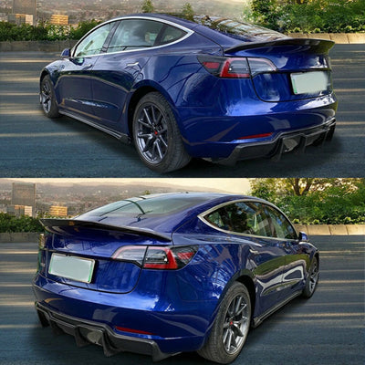 Becquet Look Carbone Tesla Model 3 V Style Ducktail 2017-2022 - vue de profil - Becquet Voiture
