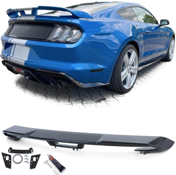 Becquet Noir Brillant Ford Mustang Coupe Look Performance 500 V2 - vue de face - Becquet Voiture