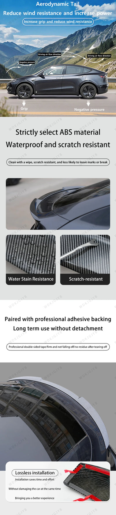 Becquet Tesla Model Y Juniper Blade 2025 Premium - vue rapprochée - Becquet Voiture