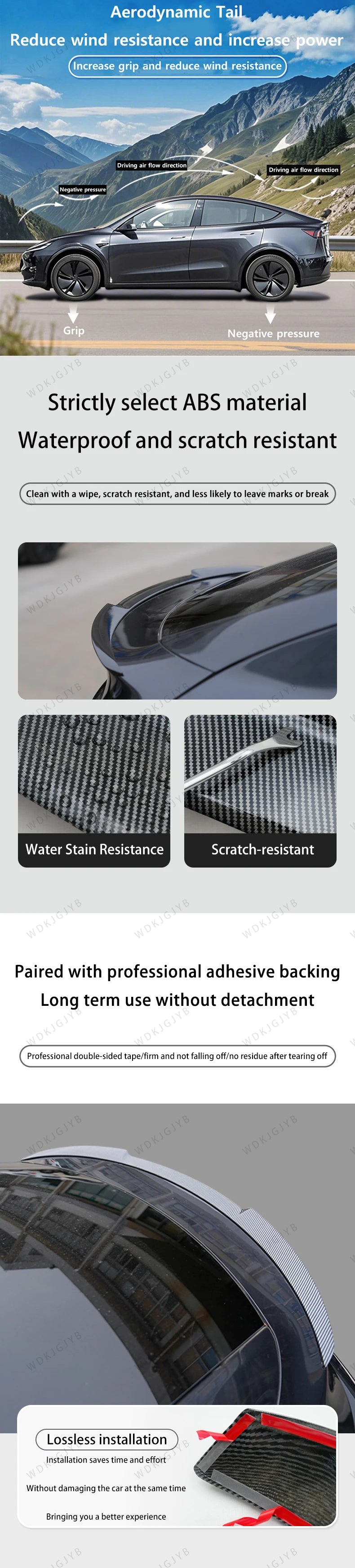 Becquet Tesla Model Y Juniper Blade 2025 Premium - vue rapprochée - Becquet Voiture