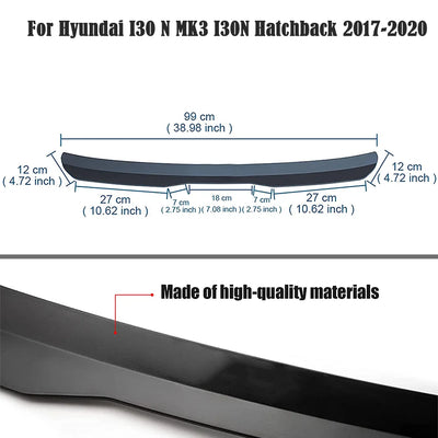 Becquet Toit Hyundai i30 N MK3 Hatchback 2017-2020 - vue arrière - Becquet Voiture