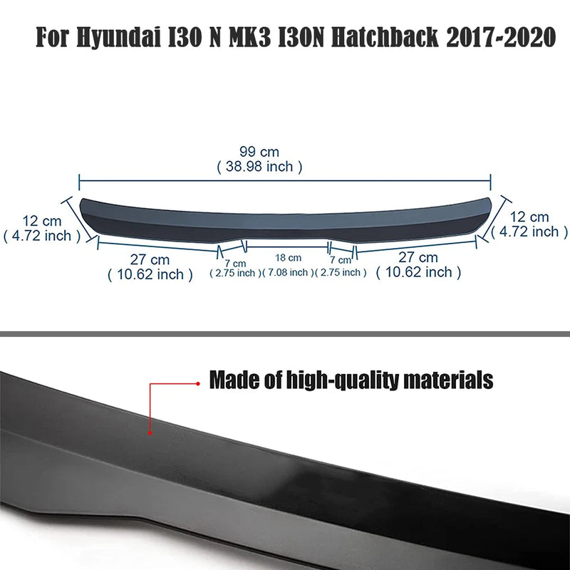 Becquet Toit Hyundai i30 N MK3 Hatchback 2017-2020 - vue arrière - Becquet Voiture