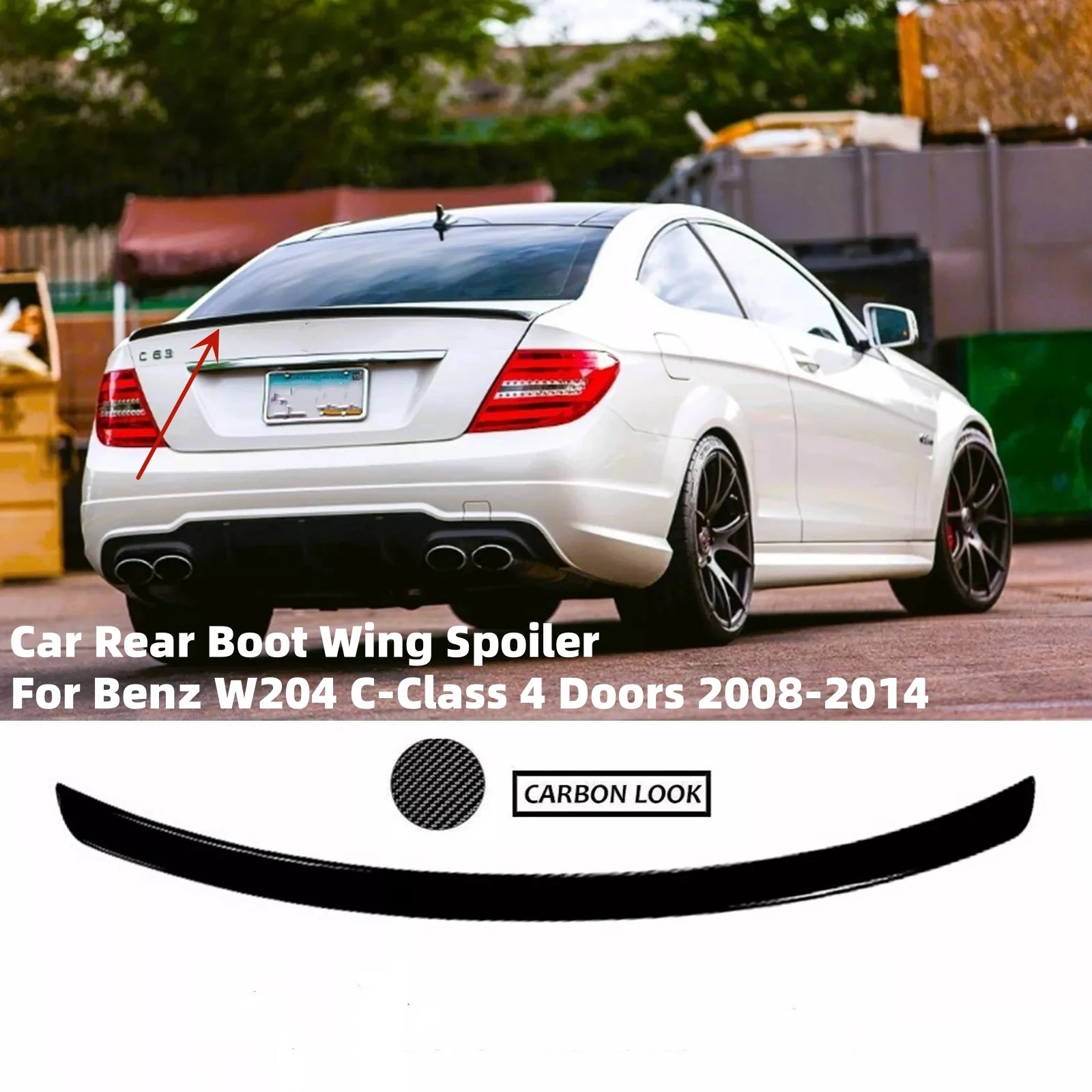 Becquet Toit Mercedes Classe C W204 4-Portes 2008-2014 - vue de face - Becquet Voiture