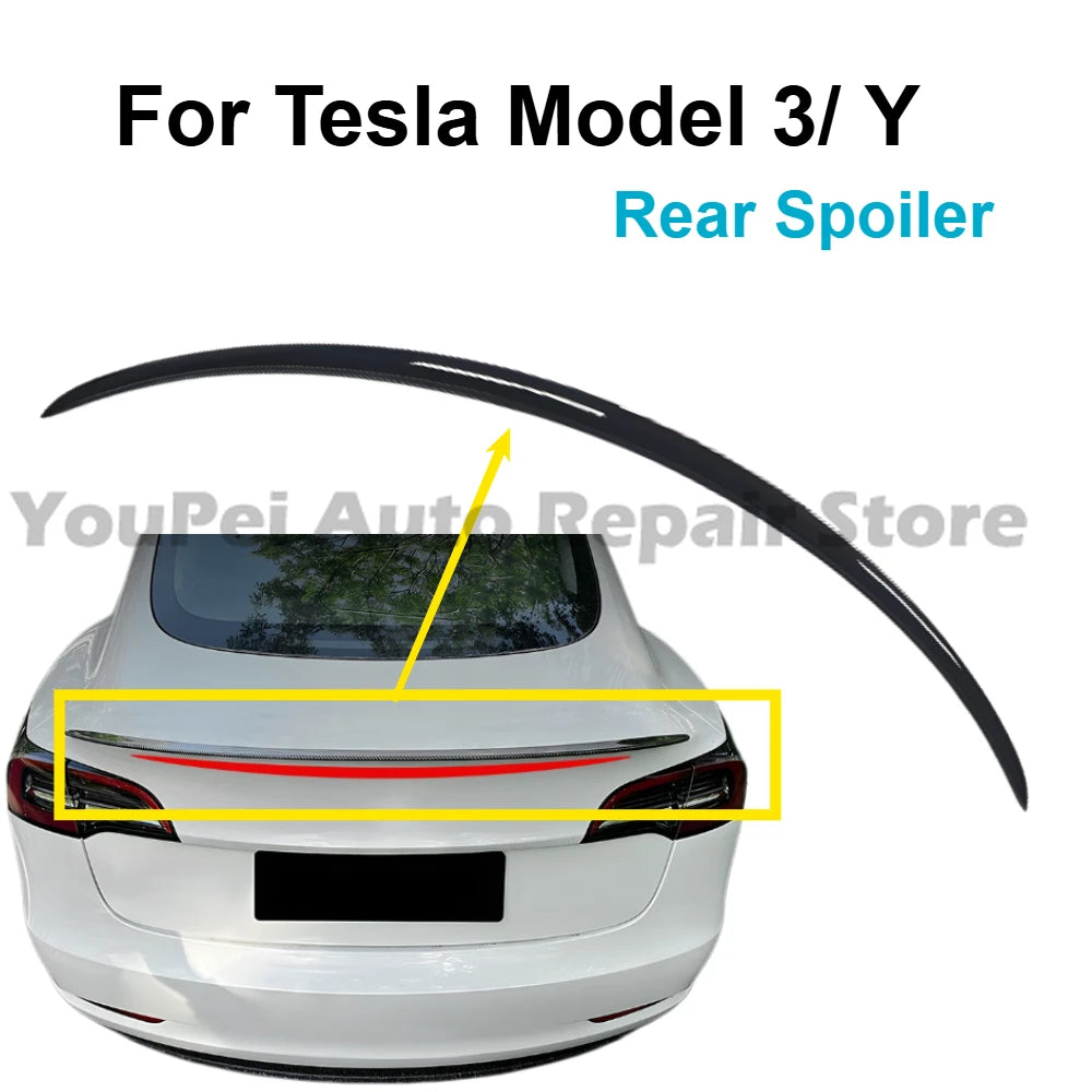 Becquet Universel Tesla Model 3 Y Carbone Sport - vue de face - Becquet Voiture