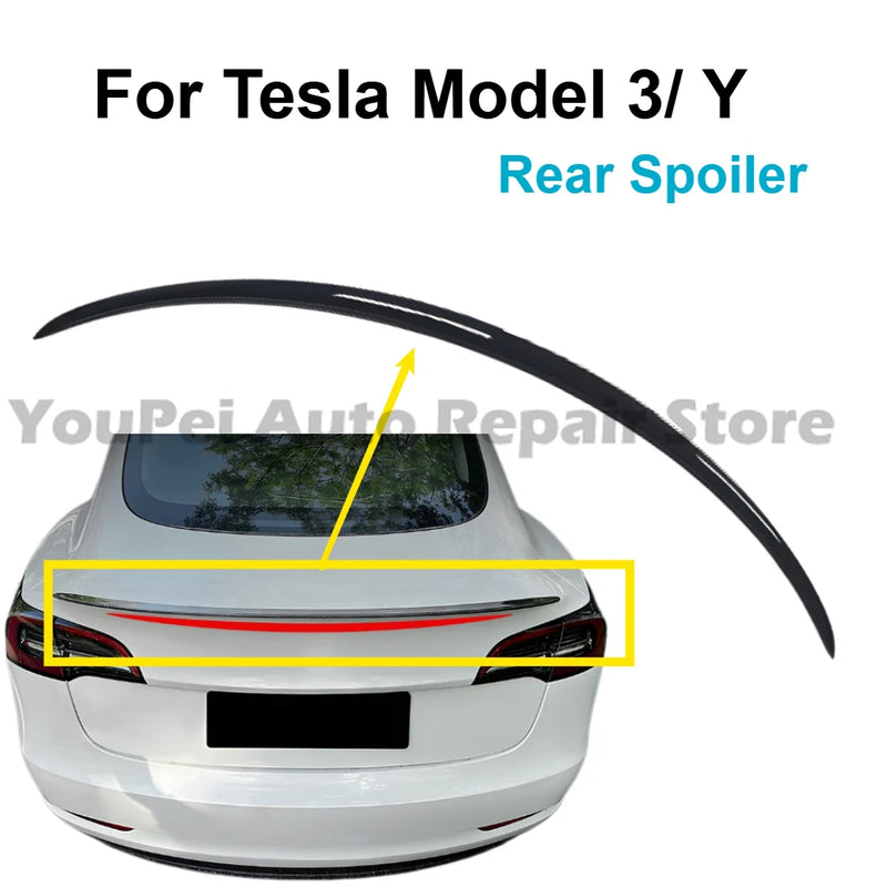 Becquet Universel Tesla Model 3 Y Carbone Sport - vue de face - Becquet Voiture