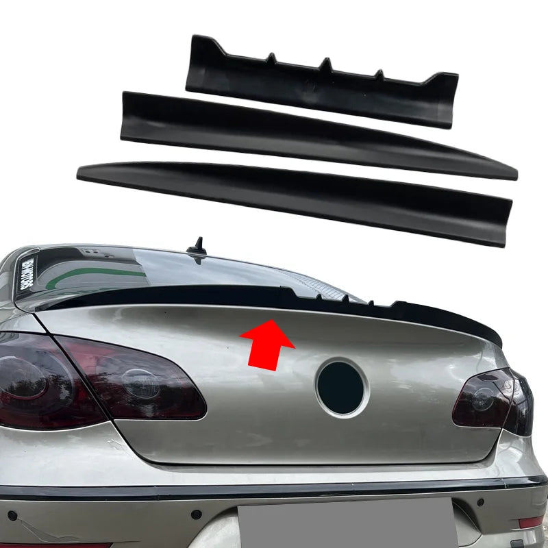 Universeller Dachkantensch spoiler DIY ABS Carbon-Optik Schwarz Matt - Dreiviertelansicht - Becquet Voiture