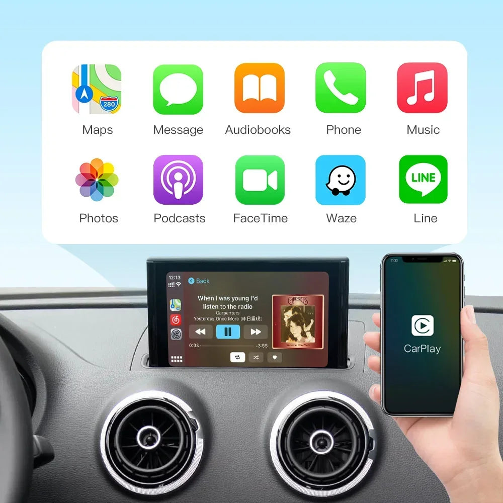 Boîtier Android Auto et Apple CarPlay pour Audi A1 2010 à 2018 - vue de face - Becquet Voiture