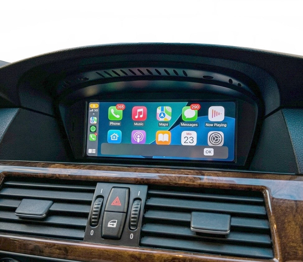 Boîtier Autoradio Connecté Android Auto CarPlay BMW Série 5 E60 - vue de face - Becquet Voiture