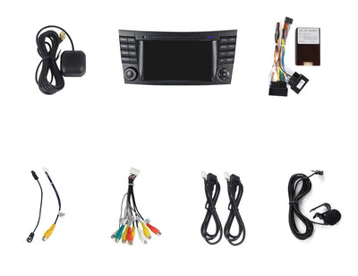 Boîtier Autoradio Connecté Android Auto CarPlay Mercedes Classe E W211 - installé sur véhicule - Becquet Voiture