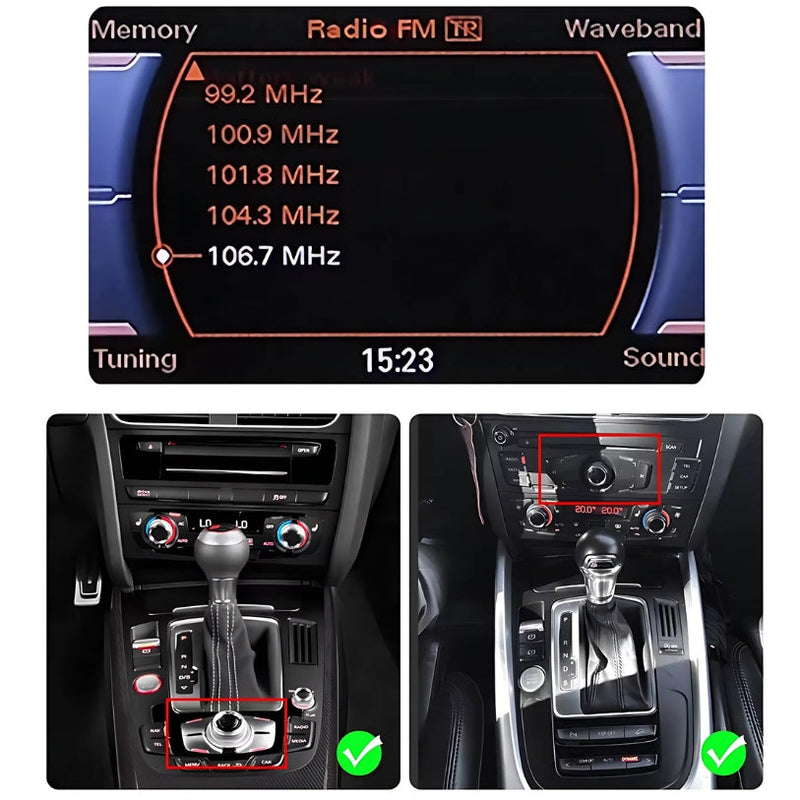 CarPlay Android Auto Box Audi A4 A5 Q5 MMI - three-quarter view - Becquet Voiture