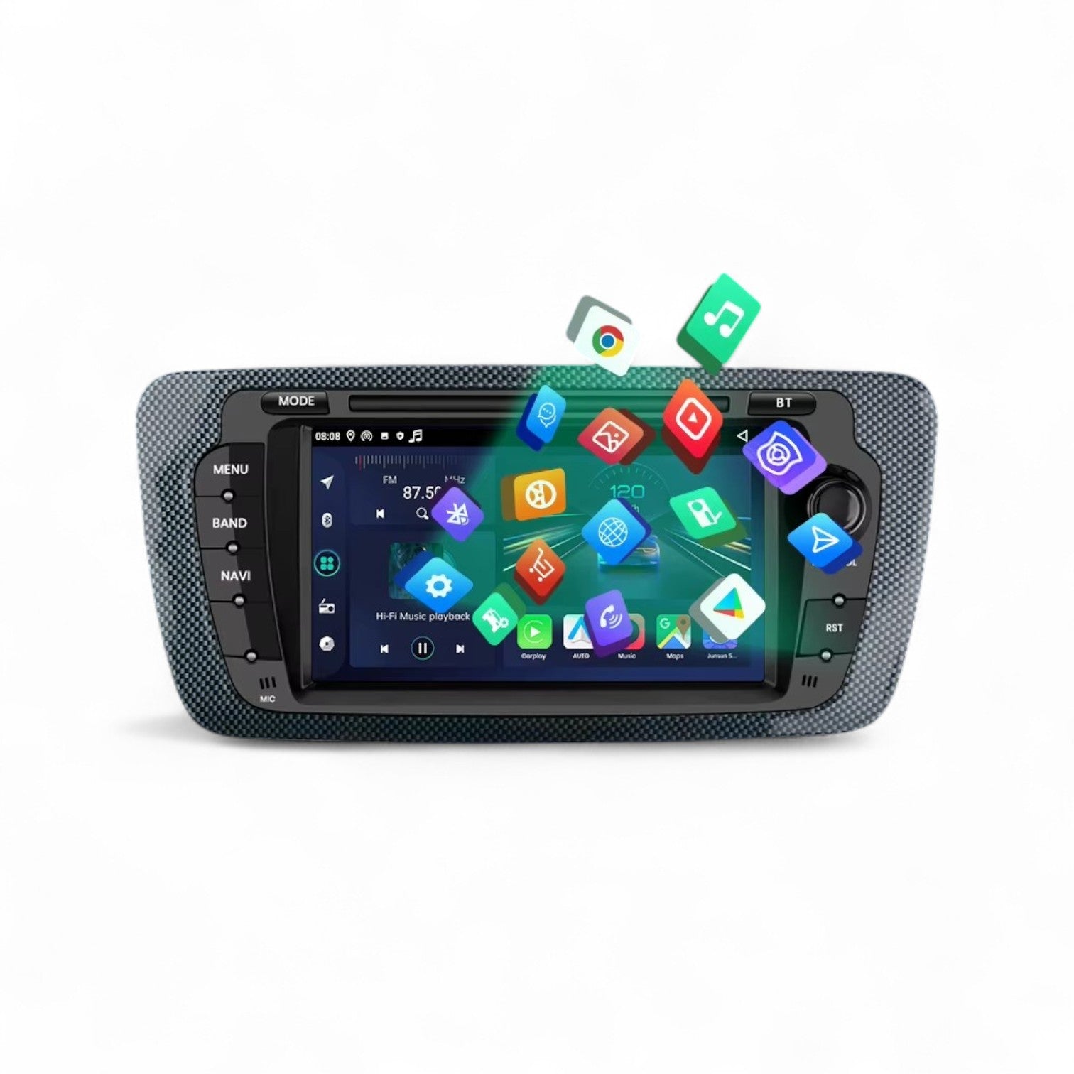 Boîtier CarPlay Android Auto Seat Ibiza 6J 2009-2012 - vue de face - Becquet Voiture