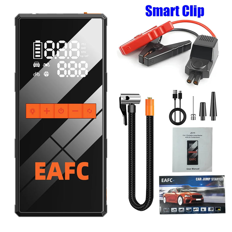 Booster de Batterie Démarreur 1200A 12V avec Compresseur d'Air - détail du montage - Becquet Voiture
