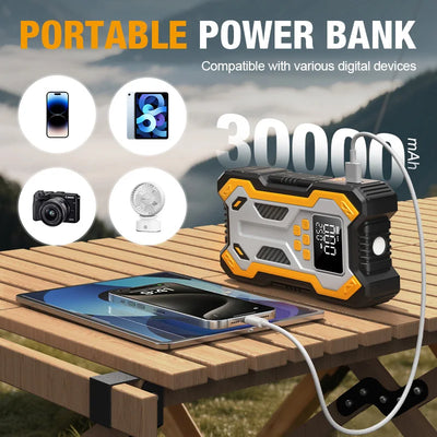 Booster de Batterie Démarreur 7000A 12V avec Compresseur 160 PSI - installé sur véhicule - Becquet Voiture