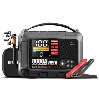 Booster de Batterie Démarreur 8000A 12V avec Pompe à Air - détail du montage - Becquet Voiture