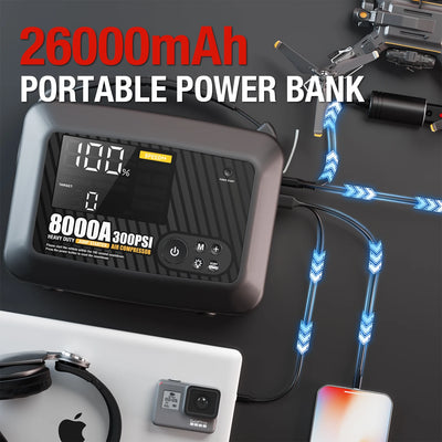Booster de Batterie Démarreur 8000A 12V avec Pompe à Air - installé sur véhicule - Becquet Voiture