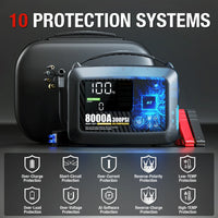 Booster de Batterie Démarreur 8000A 12V avec Pompe à Air - vue arrière - Becquet Voiture