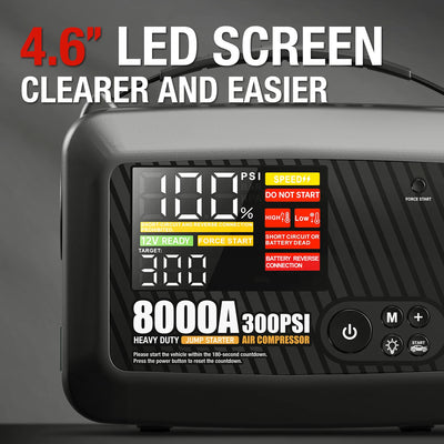 Booster de Batterie Démarreur 8000A 12V avec Pompe à Air - vue de trois-quarts - Becquet Voiture