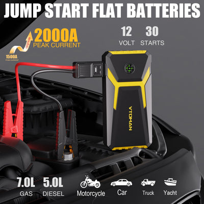 Booster de Batterie Démarreur de Secours 2000A 12V - vue de profil - Becquet Voiture