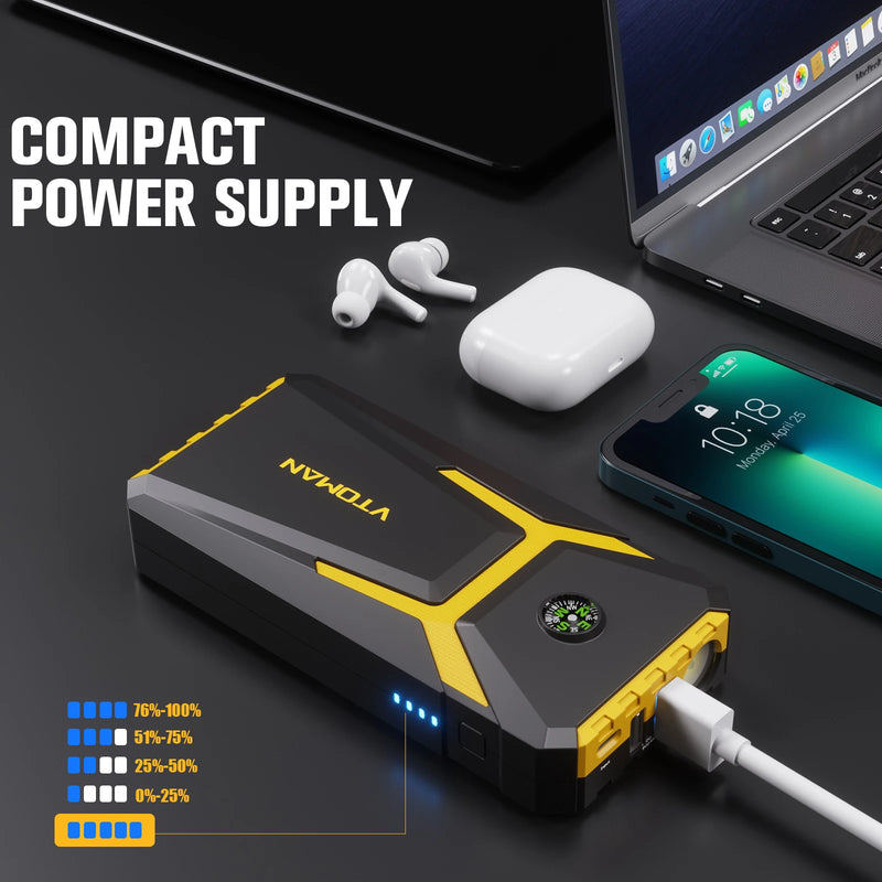 Booster de Batterie Démarreur de Secours 2000A 12V - vue de trois-quarts - Becquet Voiture