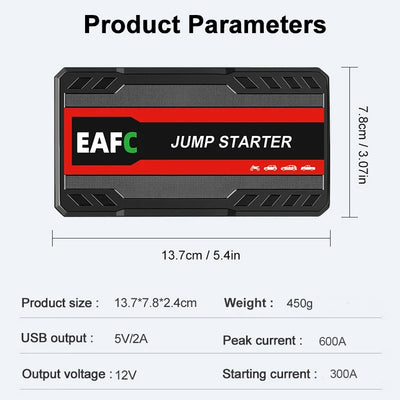 Booster de Batterie Démarreur de Secours 600A 12V avec Lampe LED - packshot studio - Becquet Voiture