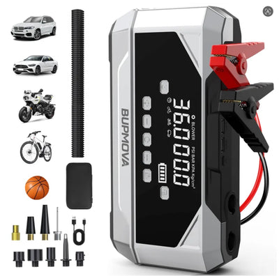 Booster de Batterie Voiture 12V 26800mAh avec Compresseur d'Air - vue de profil 2 - Becquet Voiture