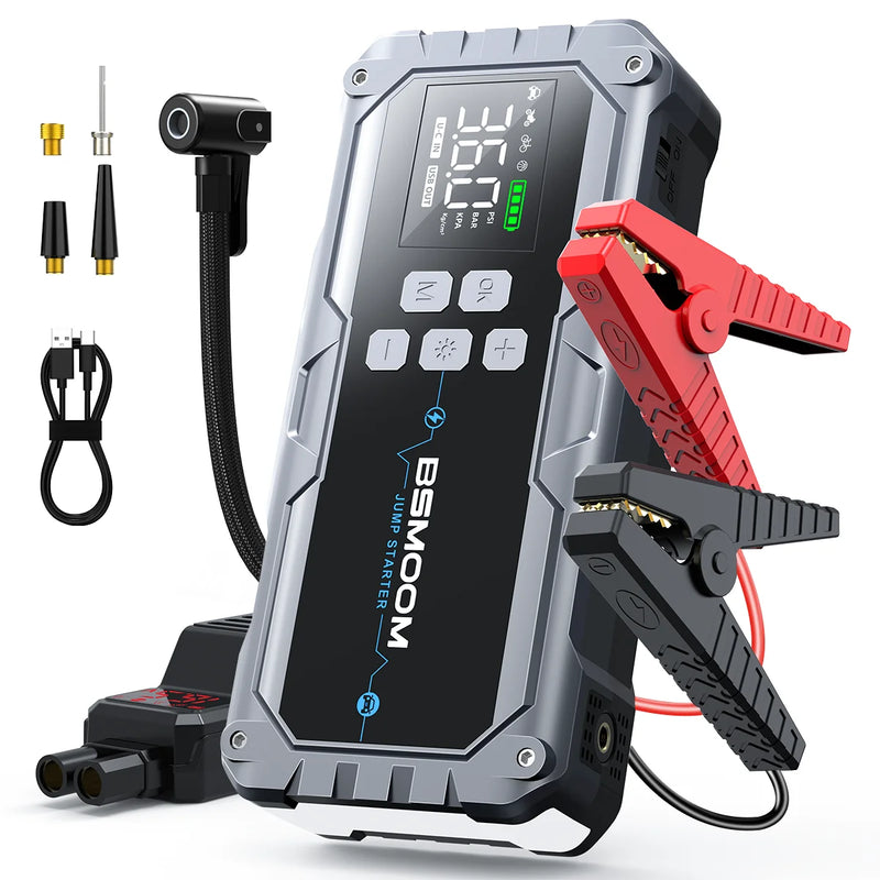 Booster de Batterie Voiture 12V 26800mAh avec Compresseur d'Air - vue de trois-quarts 2 - Becquet Voiture