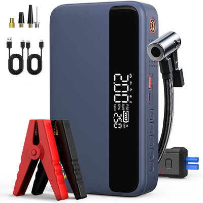 Booster de Batterie Voiture 12V 26800mAh avec Compresseur d'Air - vue rapprochée - Becquet Voiture
