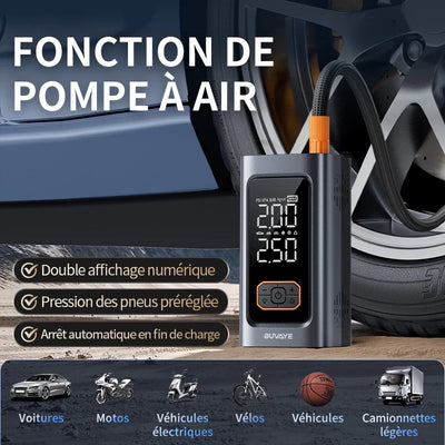 Booster de Démarrage Voiture Portable 10000 mAh avec Compresseur - vue arrière - Becquet Voiture
