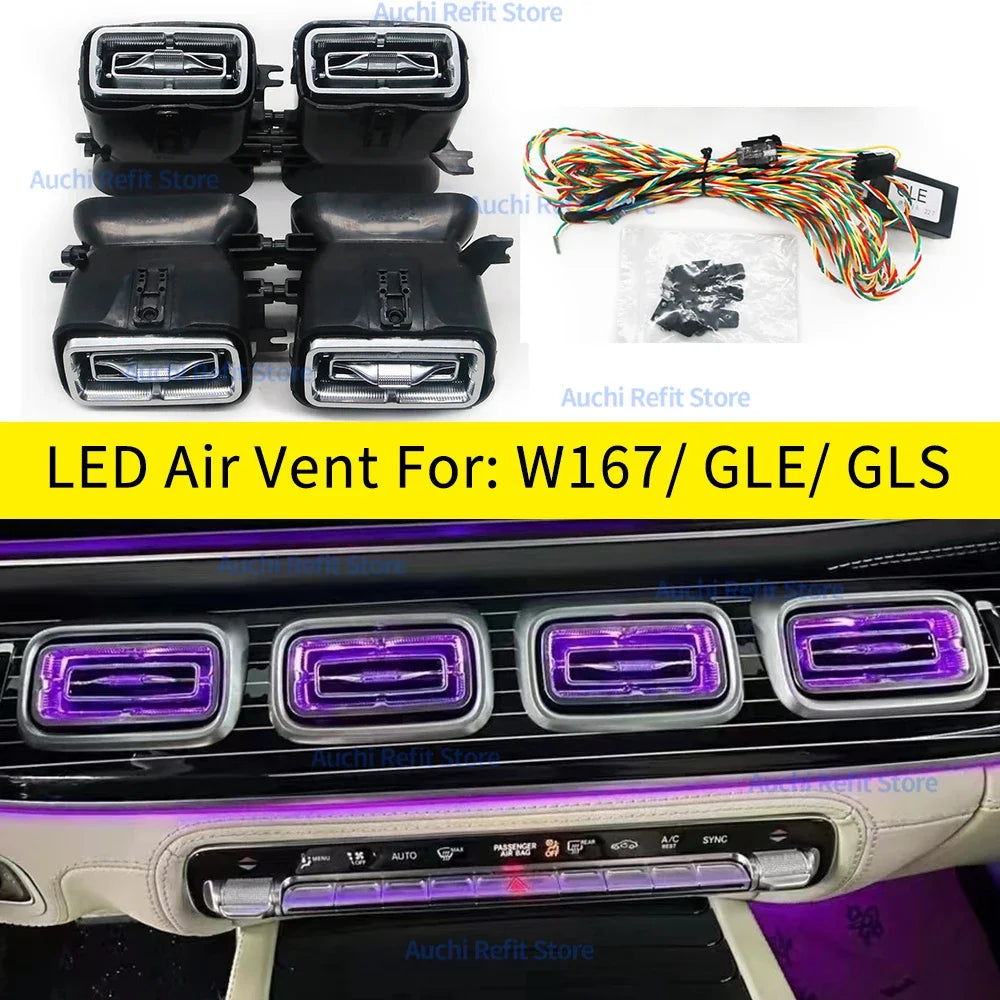 Bouches d'Aération Lumière d'Ambiance Mercedes GLE GLS - vue de face - Becquet Voiture
