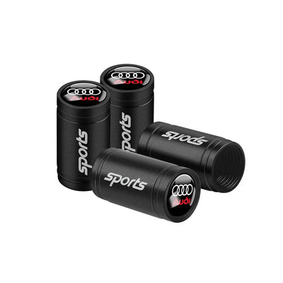 Bouchon Valve Audi Aluminium noir - installé sur véhicule - Becquet Voiture