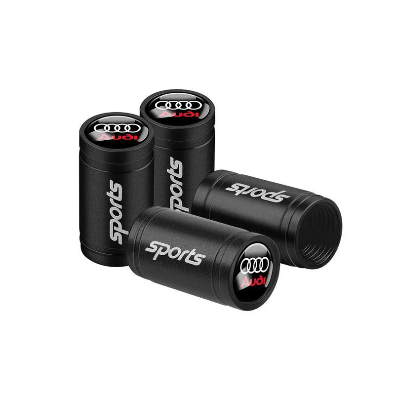 Bouchon Valve Audi Aluminium noir - installé sur véhicule - Becquet Voiture