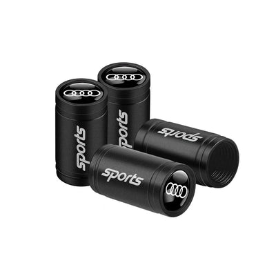 Bouchon Valve Audi Aluminium noir - packshot studio - Becquet Voiture