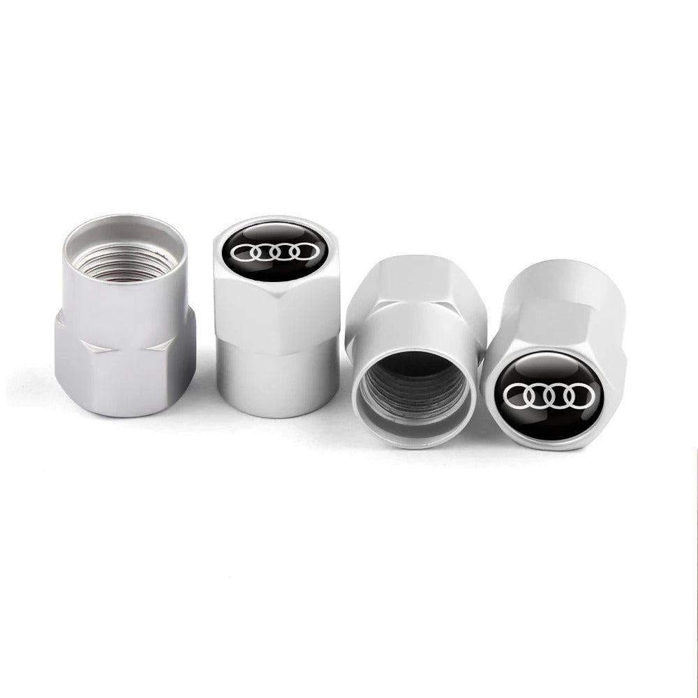 Bouchon Valve Audi métal argent - vue de face - Becquet Voiture