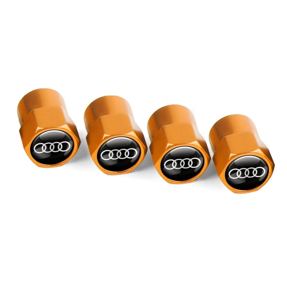 Bouchon Valve Audi métal orange - vue de face - Becquet Voiture