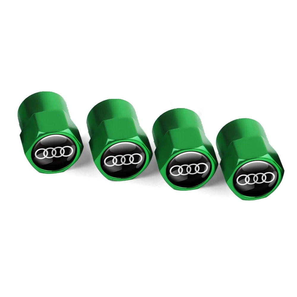 Bouchon Valve Audi métal vert - vue de face - Becquet Voiture